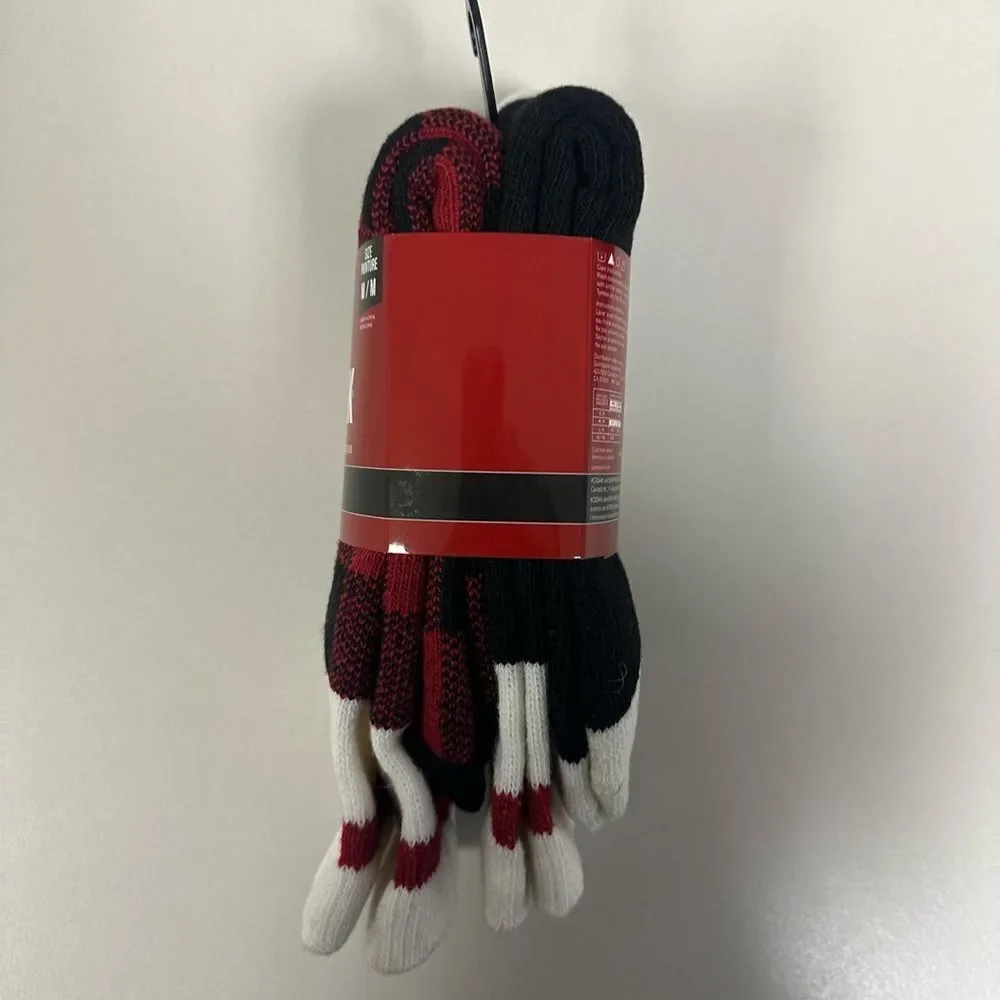KODIAK Thermal Black White Red M US W 4-10 Buffalo Plaid Wool Boot Socks 2 Pack